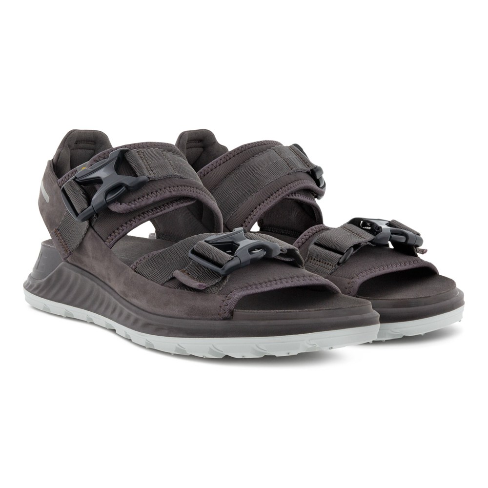 ECCO Mens Sandals Dark Grey - Exowrap 2S Buckle - FHK-439508